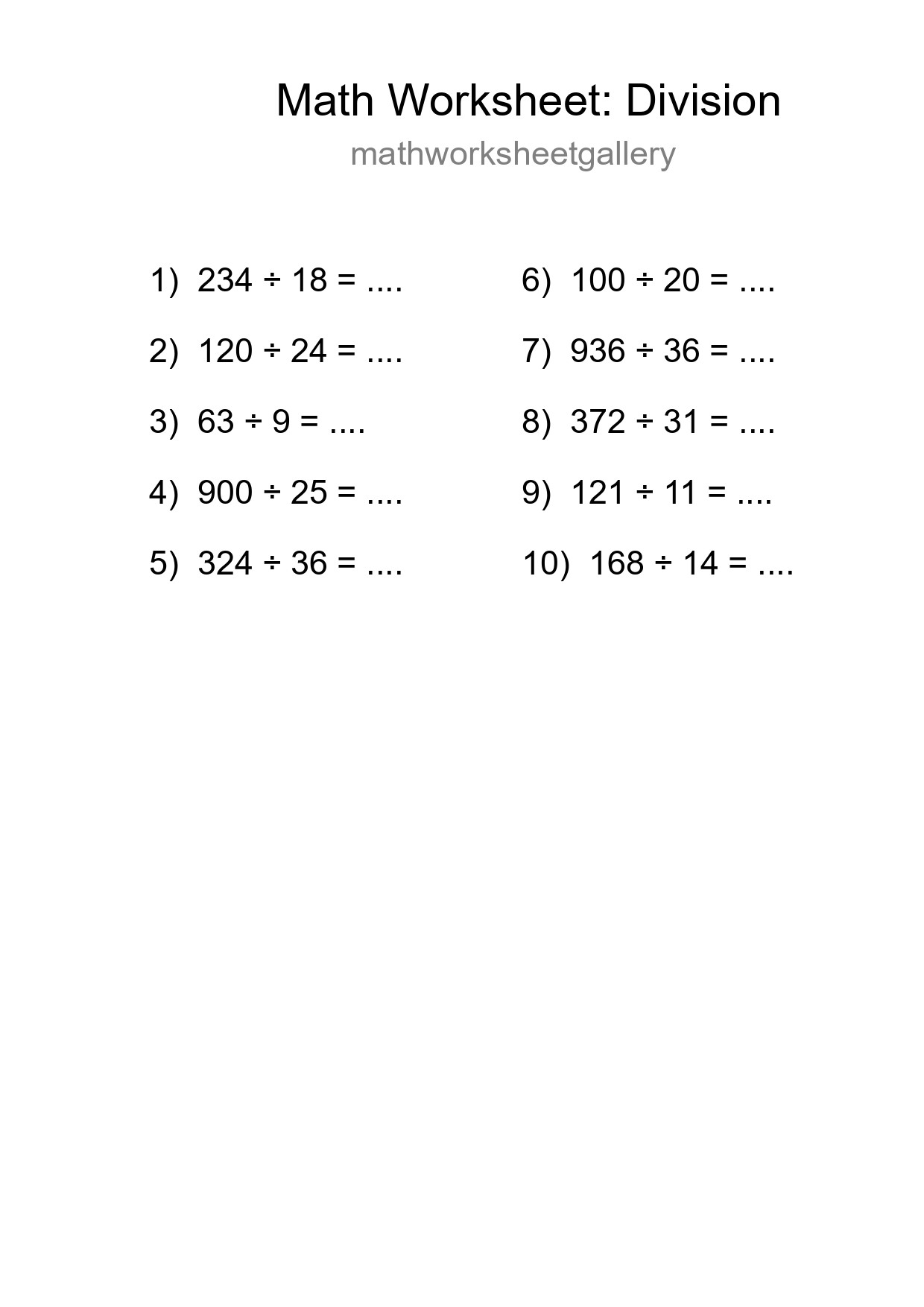 Free 10 Division Math Worksheet For Grade 2 With Answers - Part 24