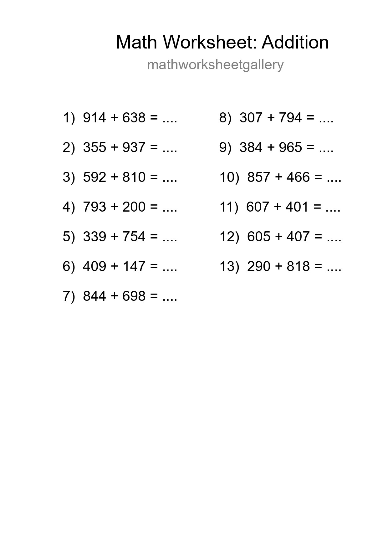 Free 13 Addition Math Worksheet For Grade 5 With Answers - Part 41