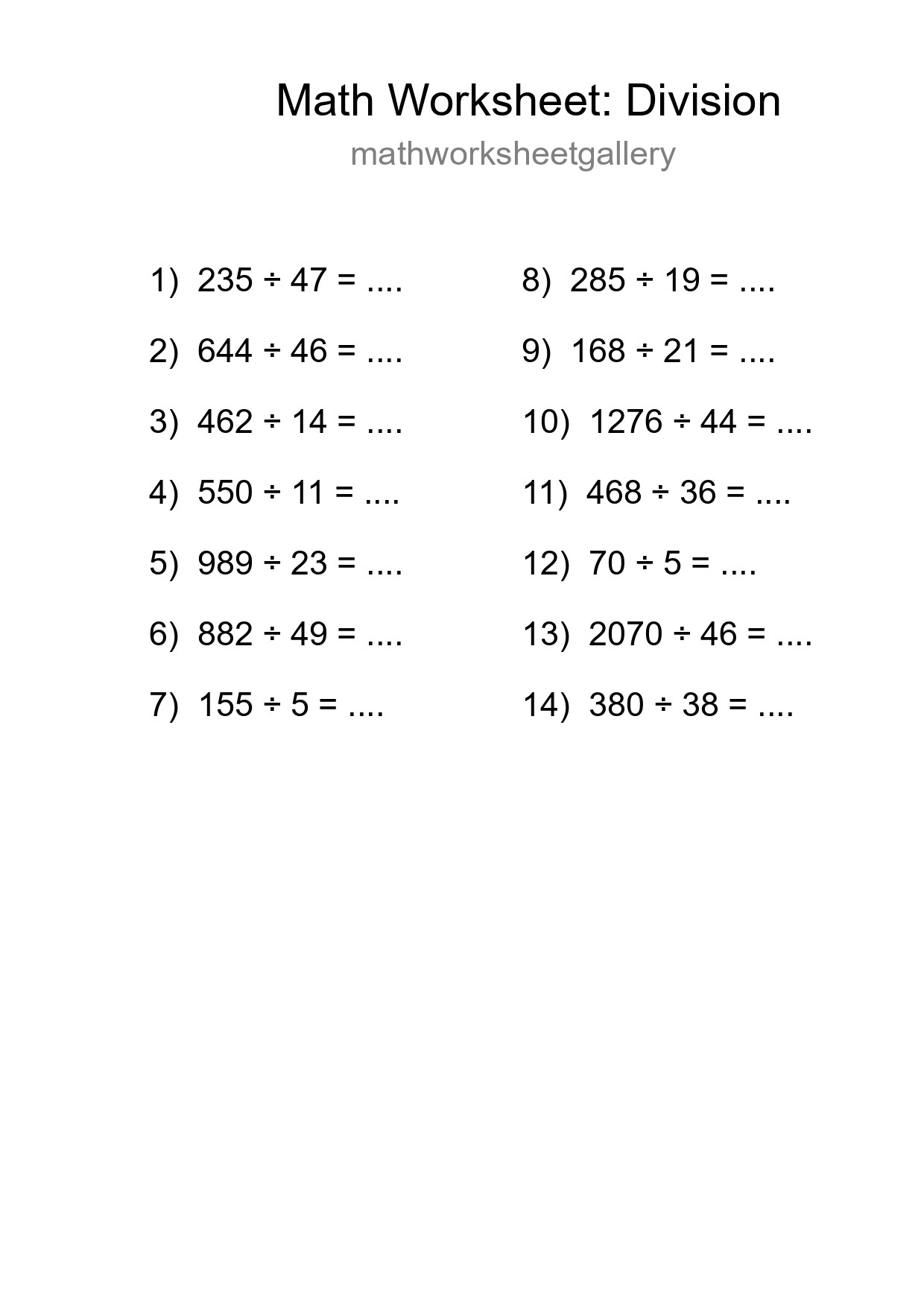 Free 14 Division Math Worksheet For Grade 2 - Part 284