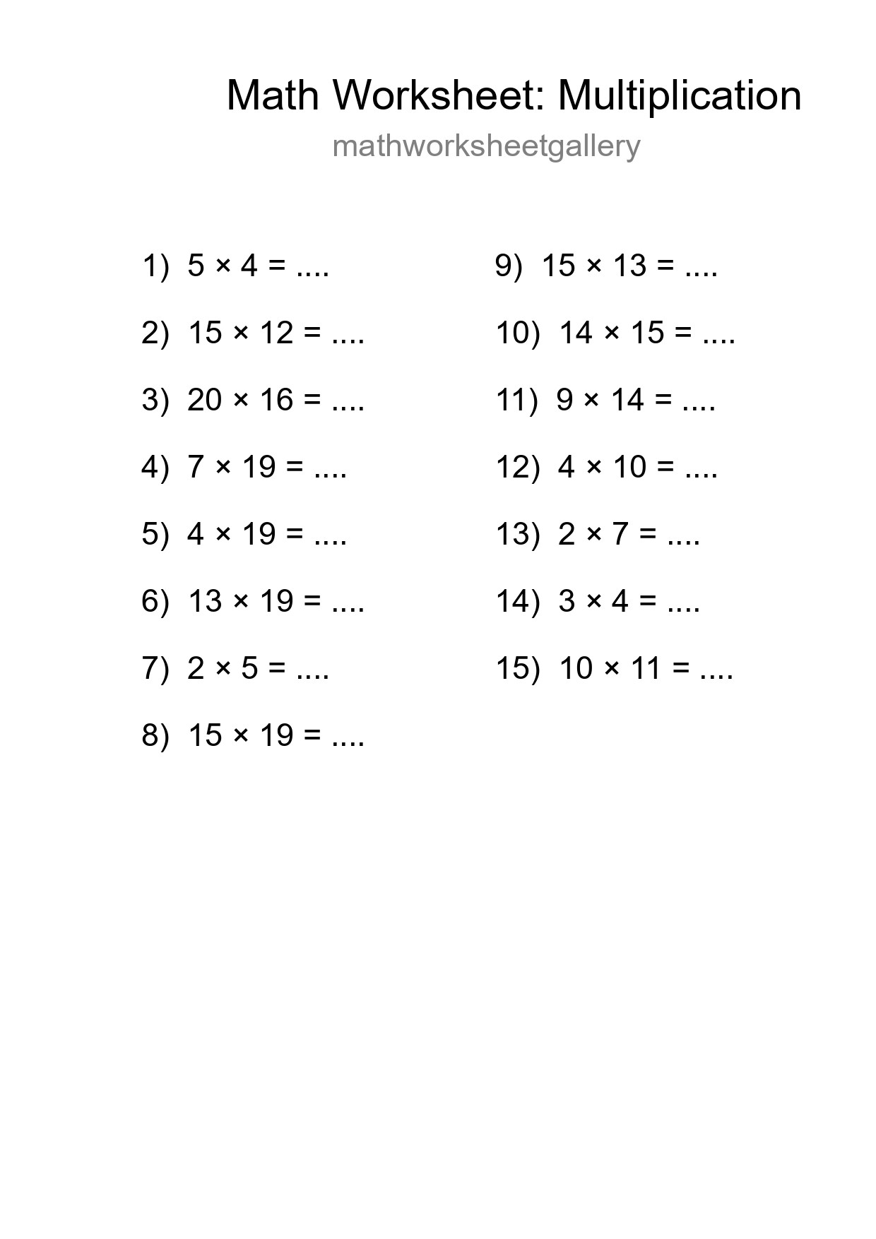 Free 15 Multiplication Math Worksheet For Grade 2 With Answers - Part 17