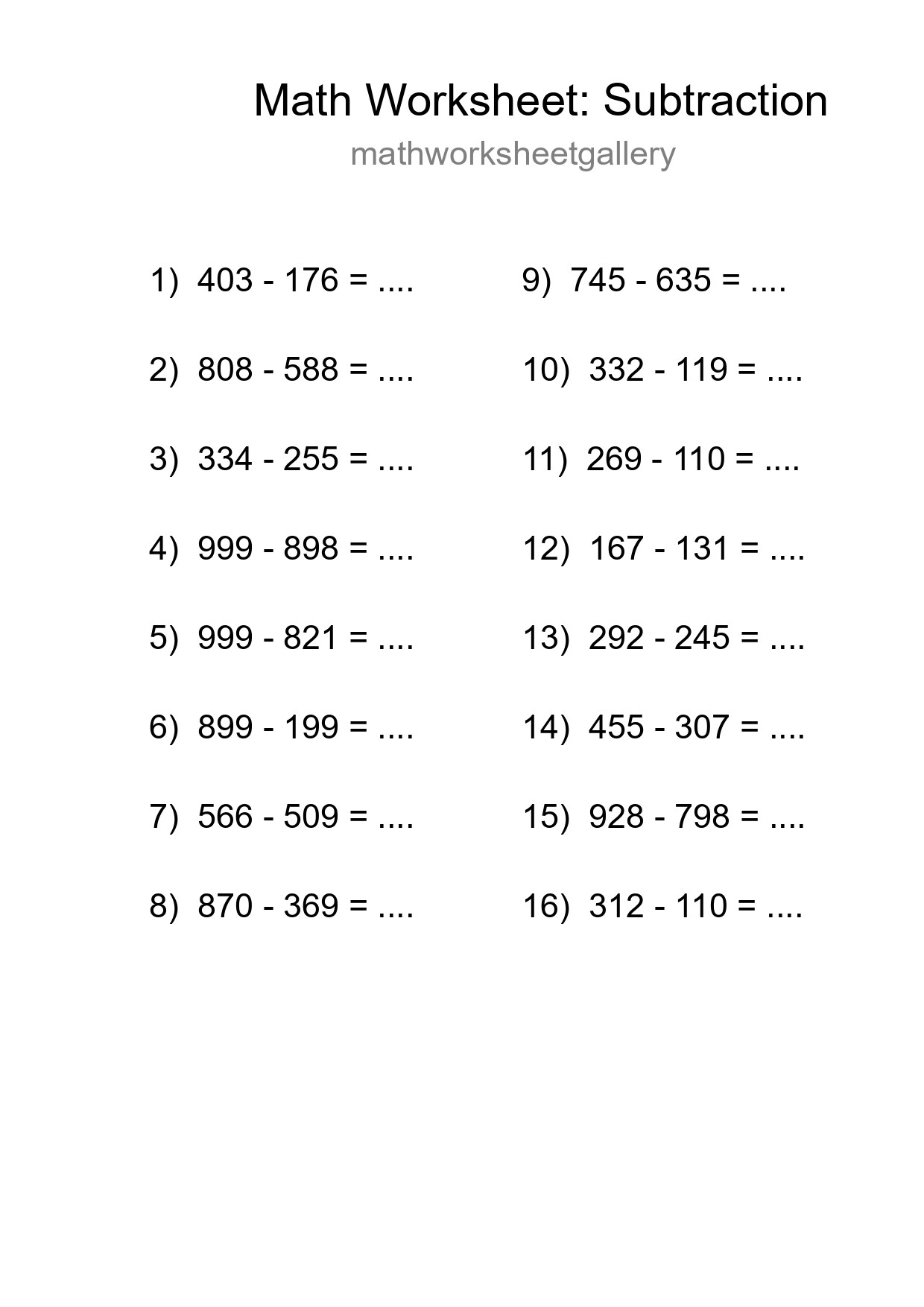 Free 16 Subtraction Math Worksheet For Grade 5 With Answers - Part 28