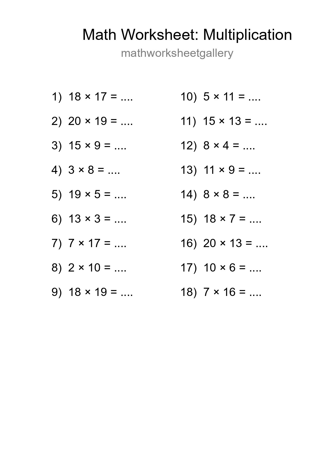 Free 18 Multiplication Math Worksheet For Grade 2 - Part 97