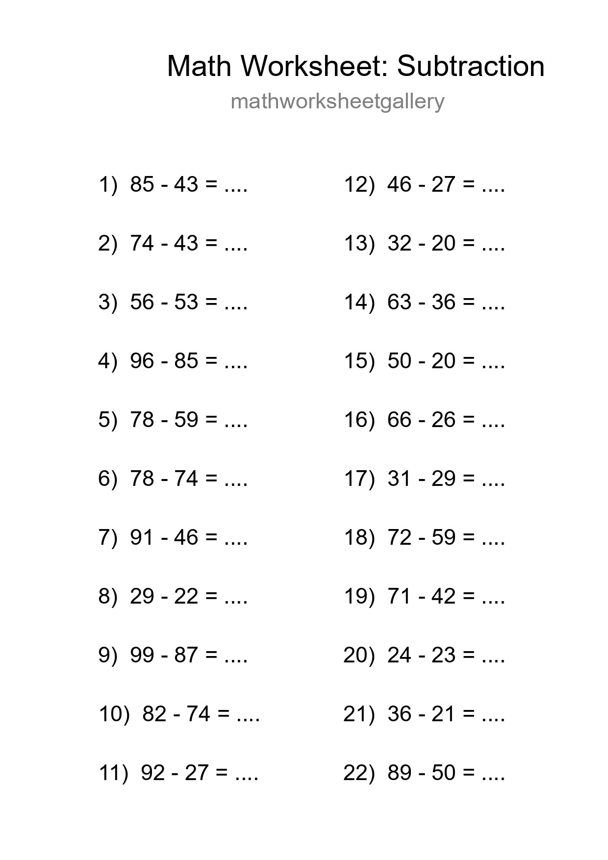 Free 22 Subtraction Math Worksheet For Grade 3 With Answers - Part 118