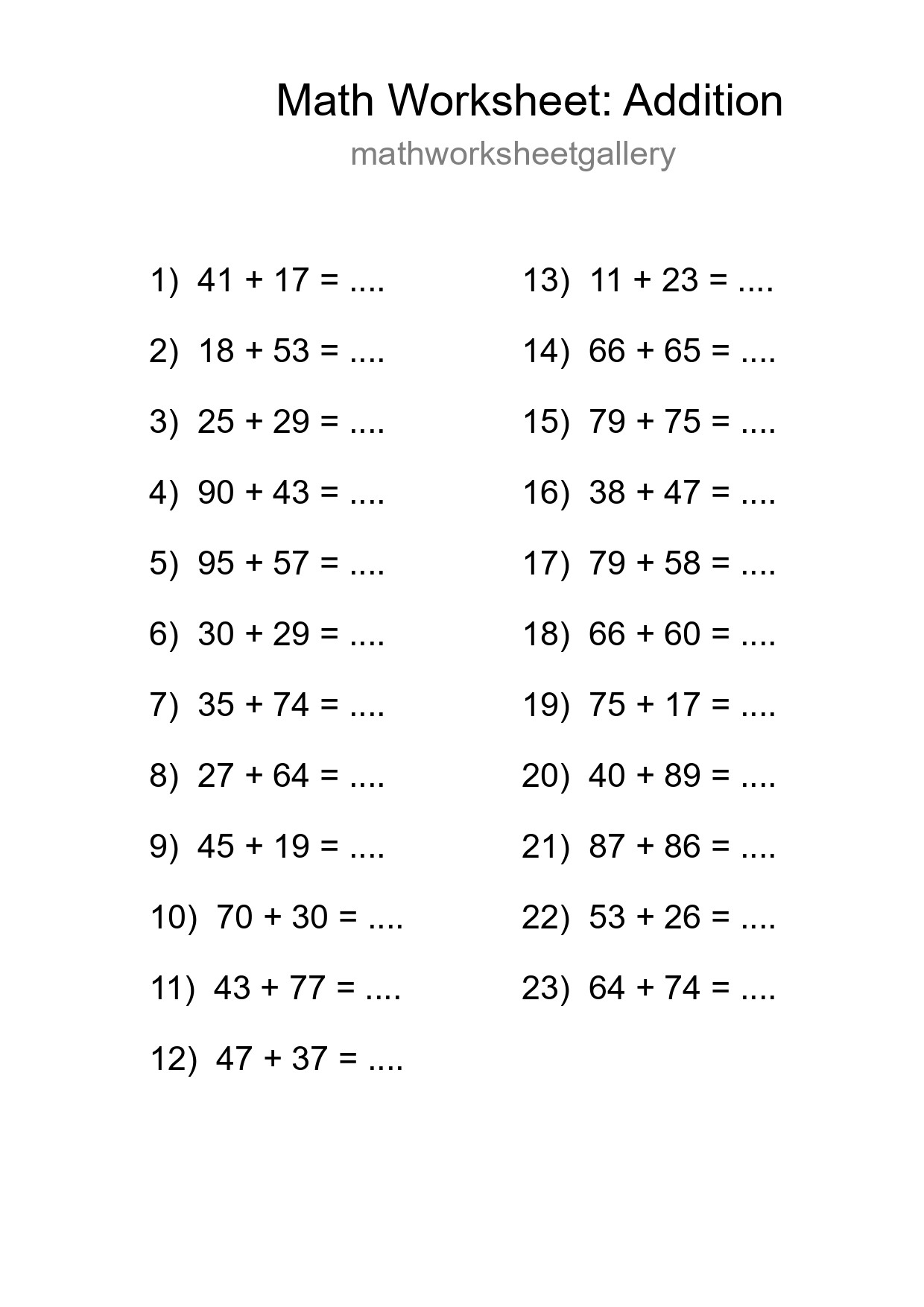 Free 23 Addition Math Worksheet For Grade 3 - Part 181