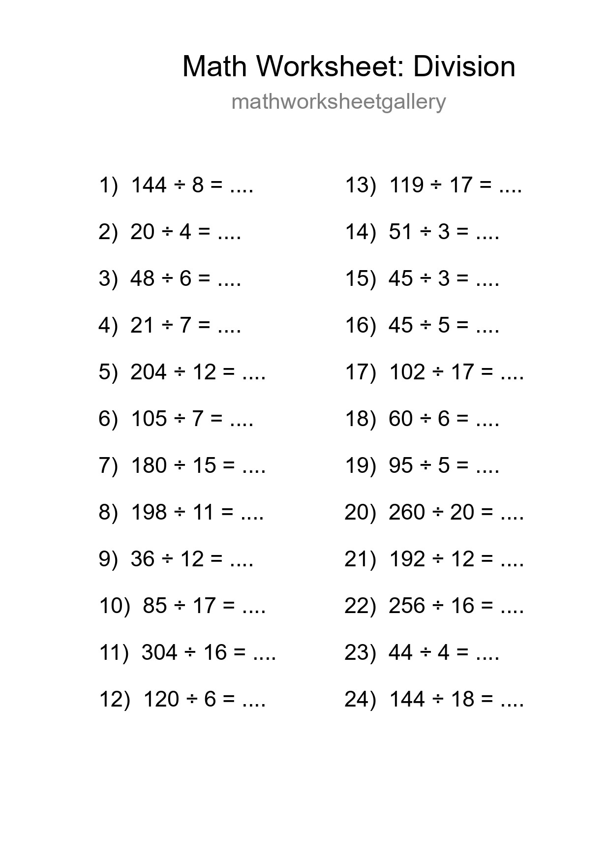 Free 24 Division Math Worksheet For Grade 2 - Part 254