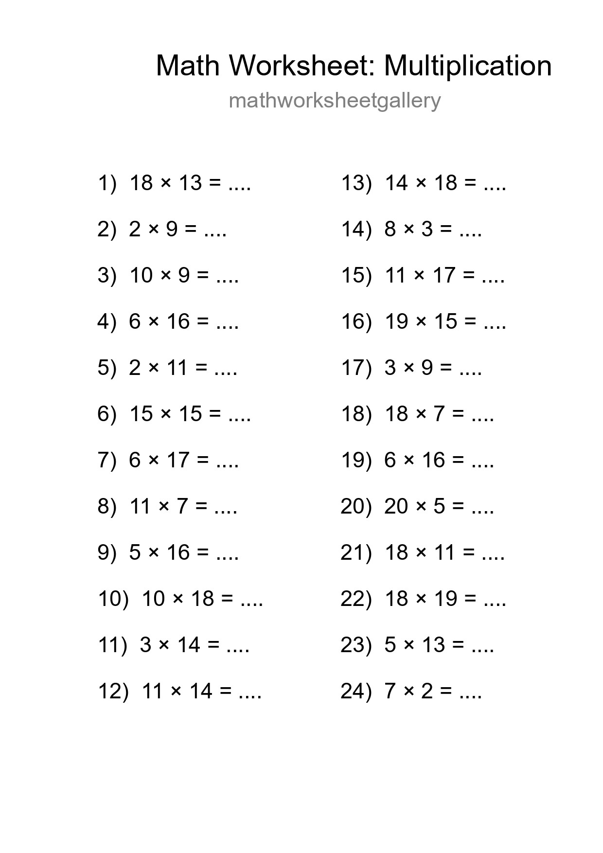 Free 24 Multiplication Math Worksheet For Grade 2 - Part 147