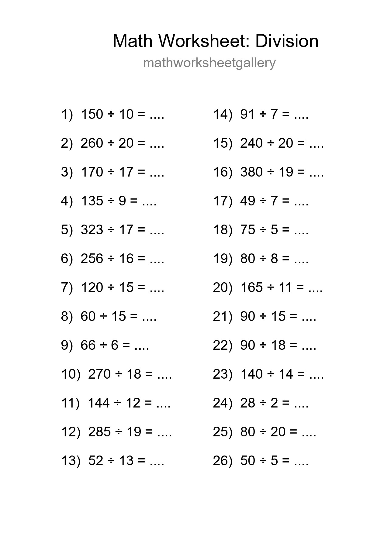 Free 26 Division Math Worksheet For Grade 2 - Part 14