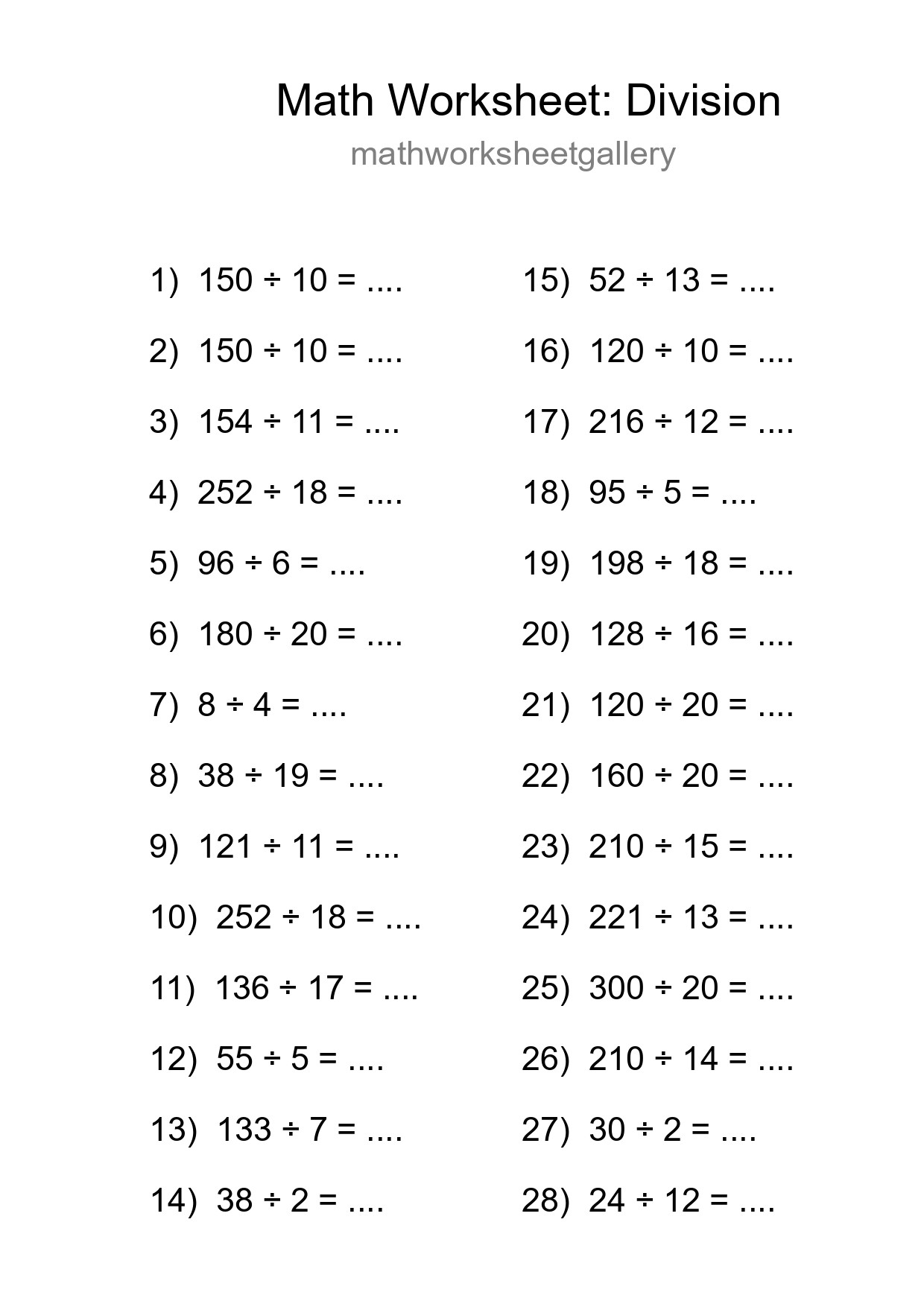 Free 28 Division Math Worksheet For Grade 2 With Answers - Part 4
