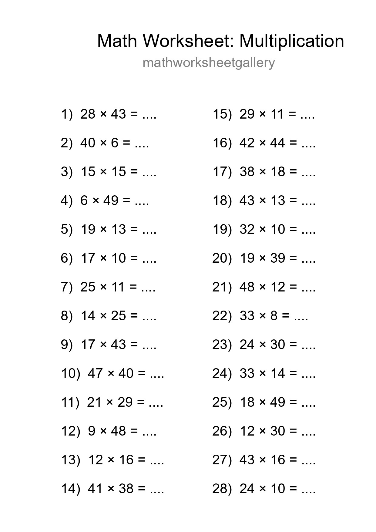 Free 28 Multiplication Math Worksheet For Grade 2 With Answers - Part 197