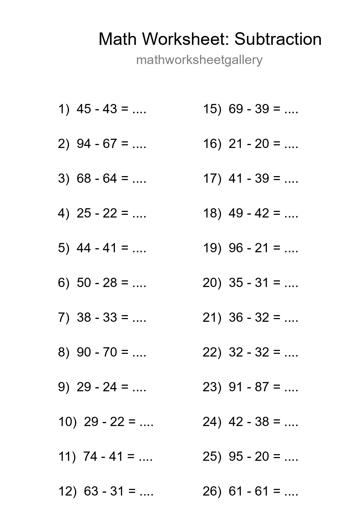 Free 28 Subtraction Math Worksheet For Grade 3 - Part 18