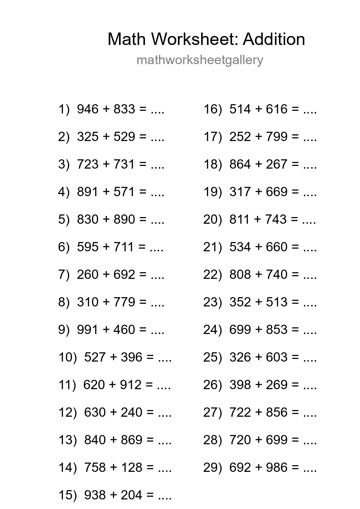 Free 29 Addition Math Worksheet For Grade 5 With Answers - Part 31