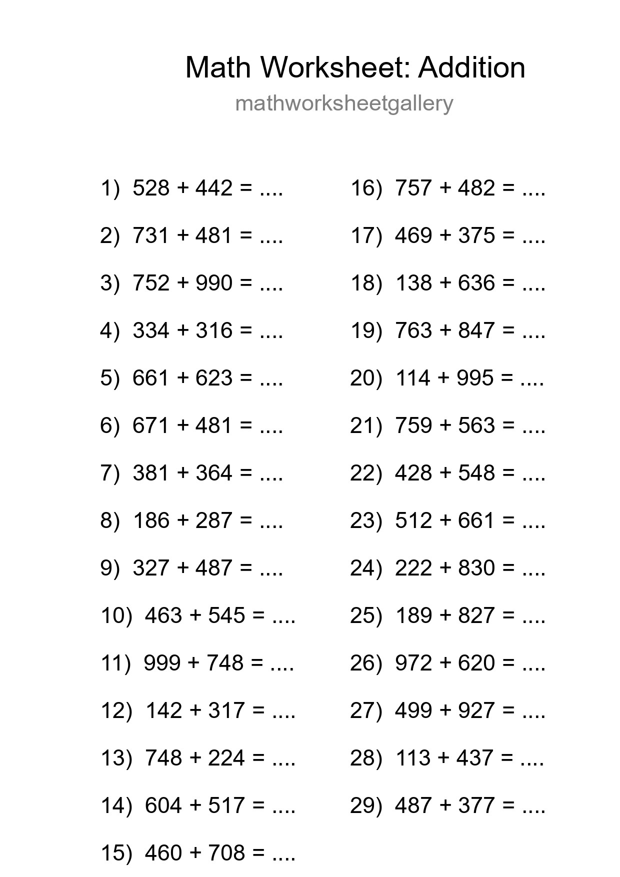 Free 29 Addition Math Worksheet For Grade 5 With Answers - Part 51