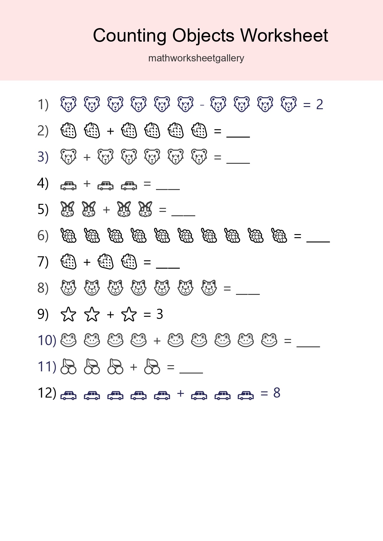 Free Counting Objects Worksheet For Kindergarten - Part 203