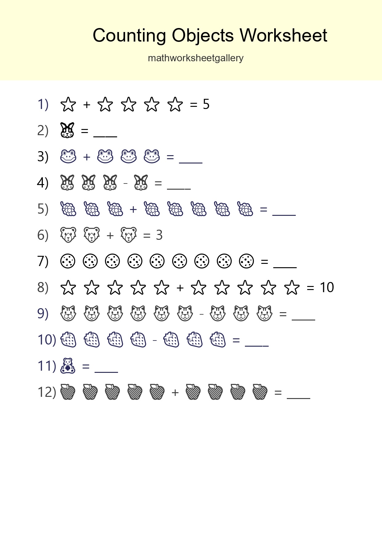 Free Counting Objects Worksheet For Kindergarten Printable - Part 163