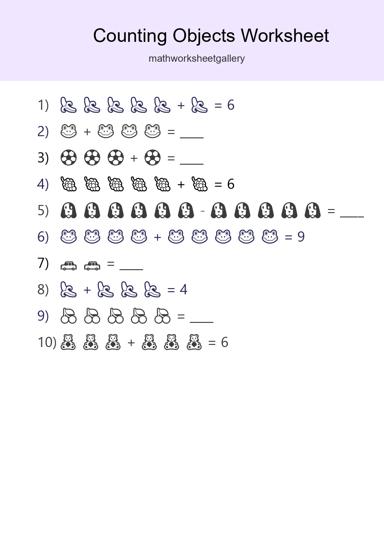 Free Counting Objects Worksheet For Kindergarten Printable - Part 213