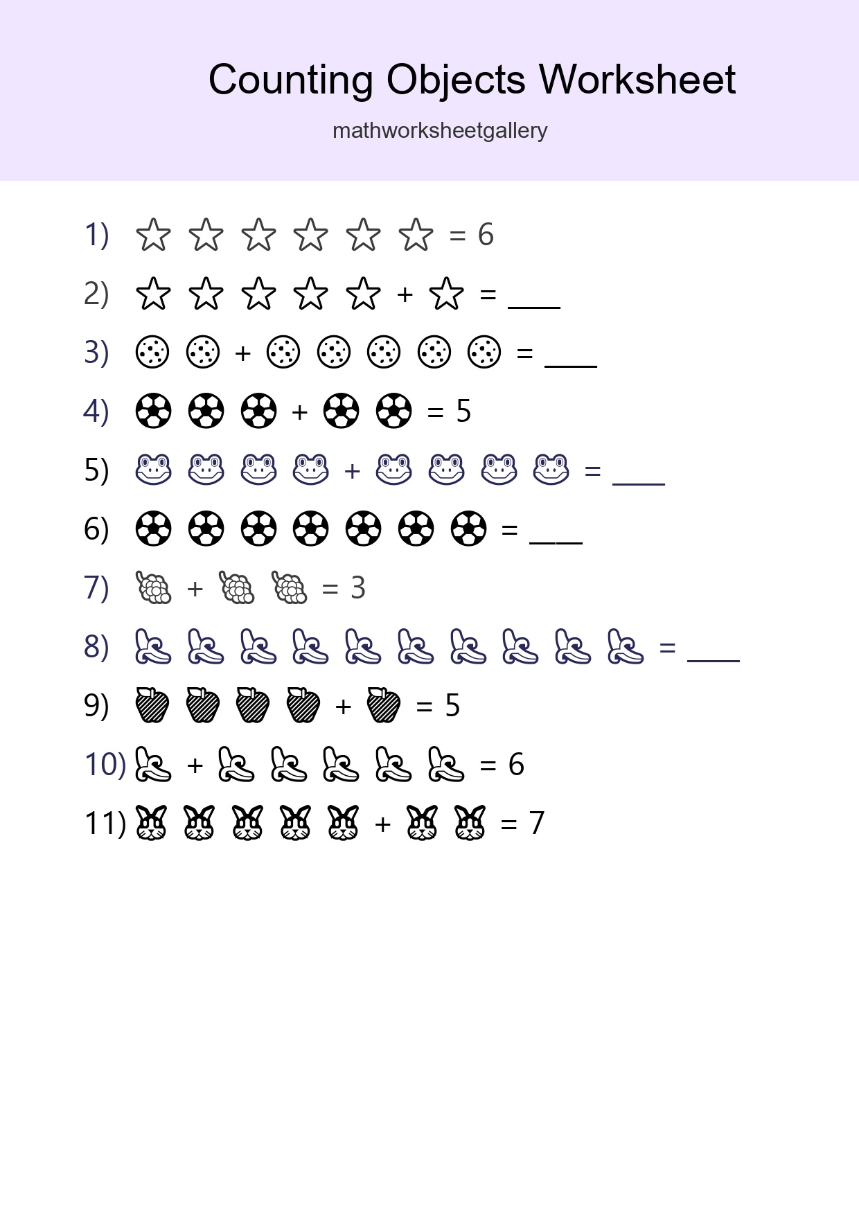 Free Counting Objects Worksheet For Kindergarten Printable - Part 253