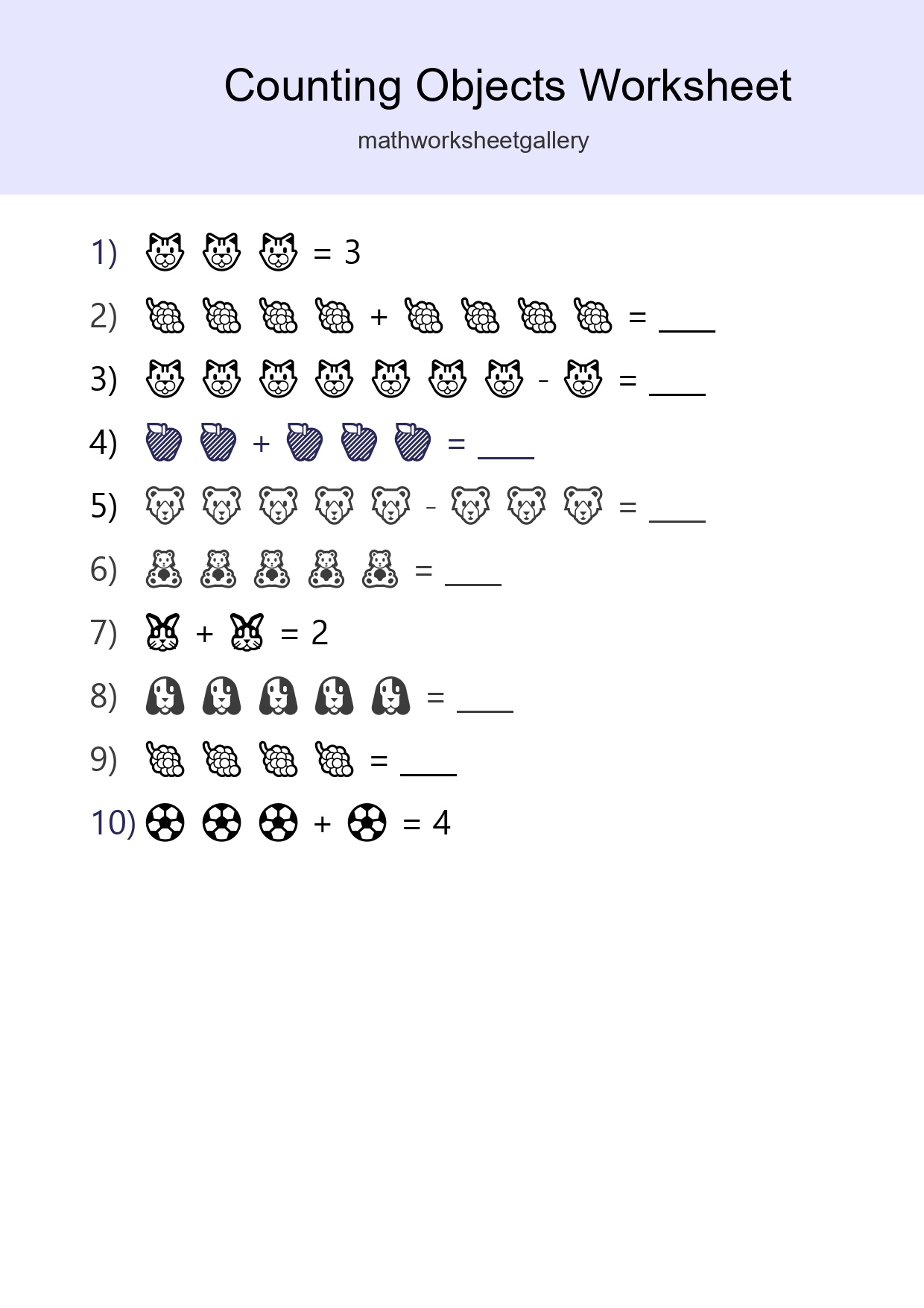 Free Counting Objects Worksheet For Kindergarten Printable - Part 273