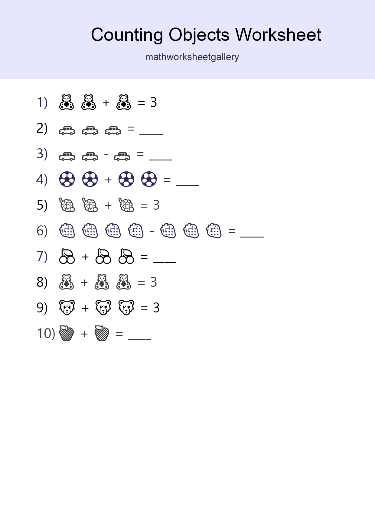Free Counting Objects Worksheet For Pre-K - Part 173