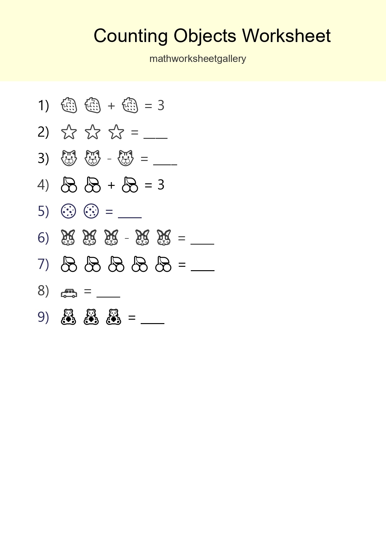 Free Counting Objects Worksheet For Pre-K Printable - Part 143
