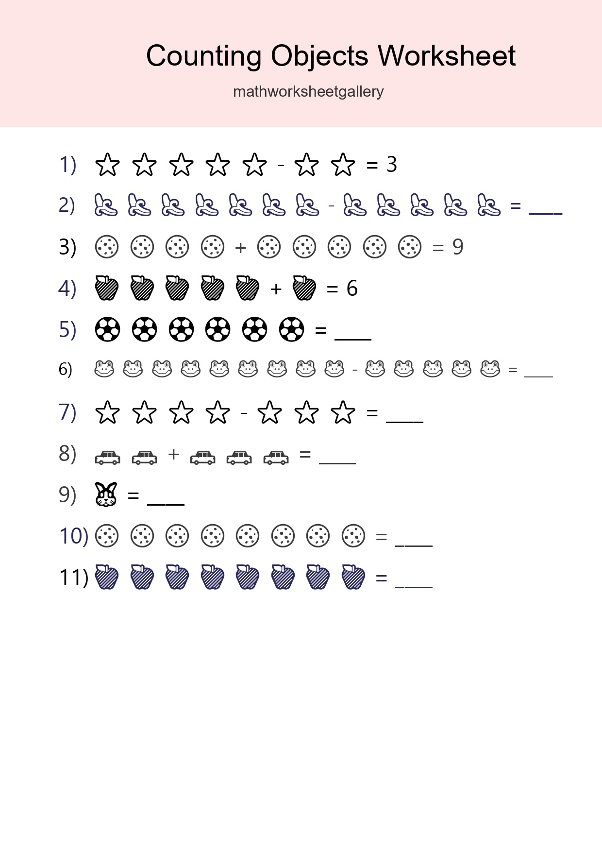 Kindergarten Count The Objects Worksheet - Part 283