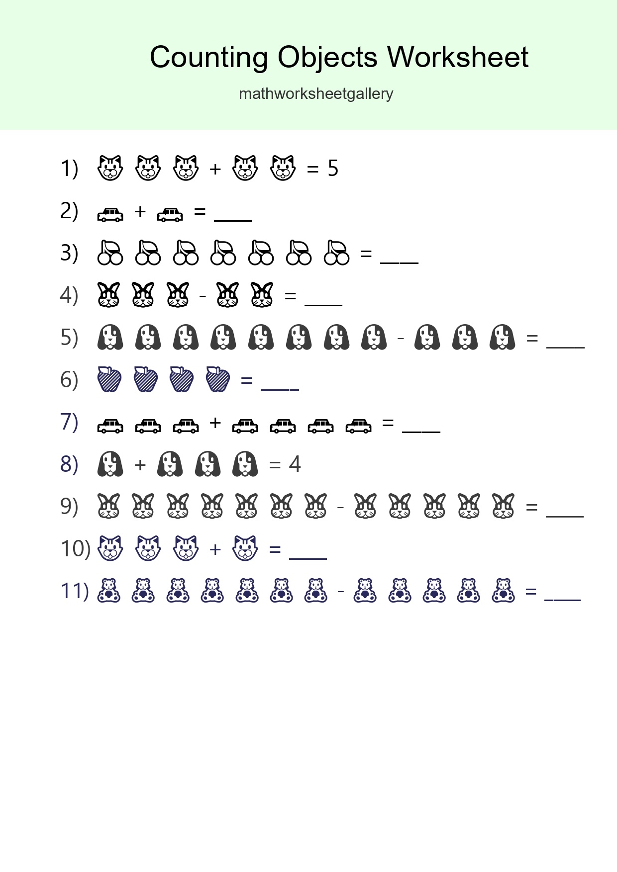 Kindergarten Count The Objects Worksheet - Part 73