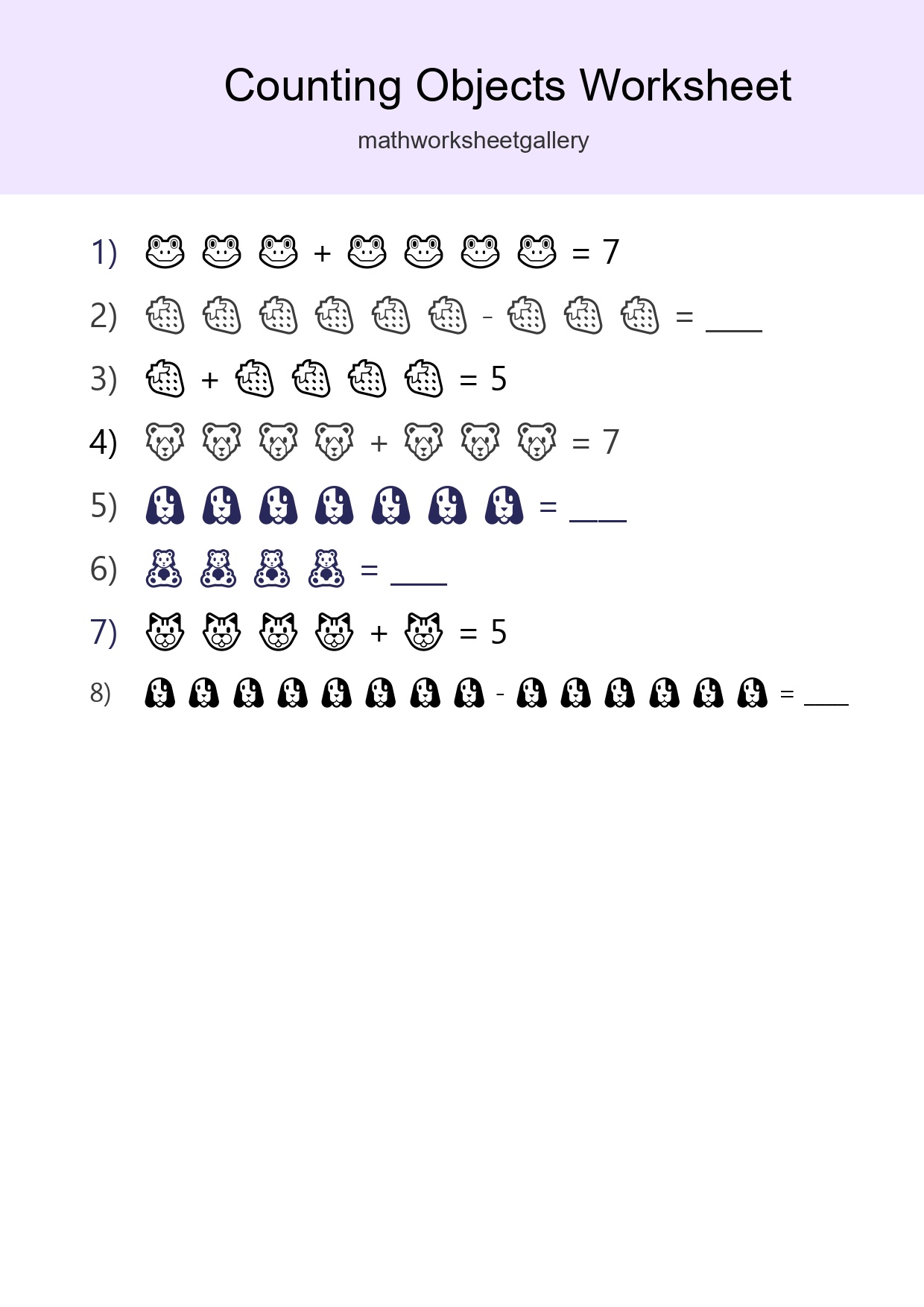 Learn Counting With Pictures Worksheet (Kindergarten) - Part 13