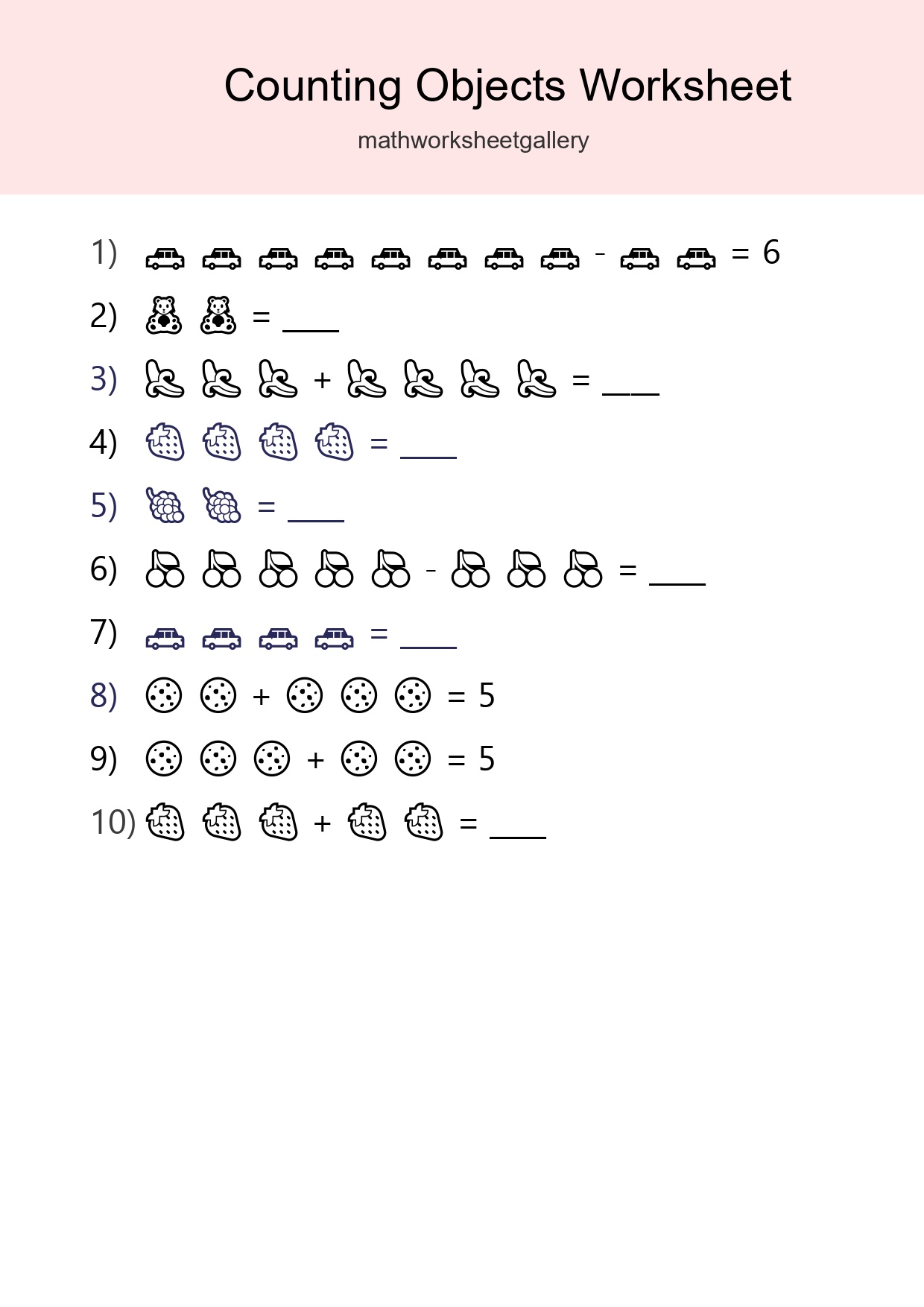 Learn Counting With Pictures Worksheet (Kindergarten) - Part 33