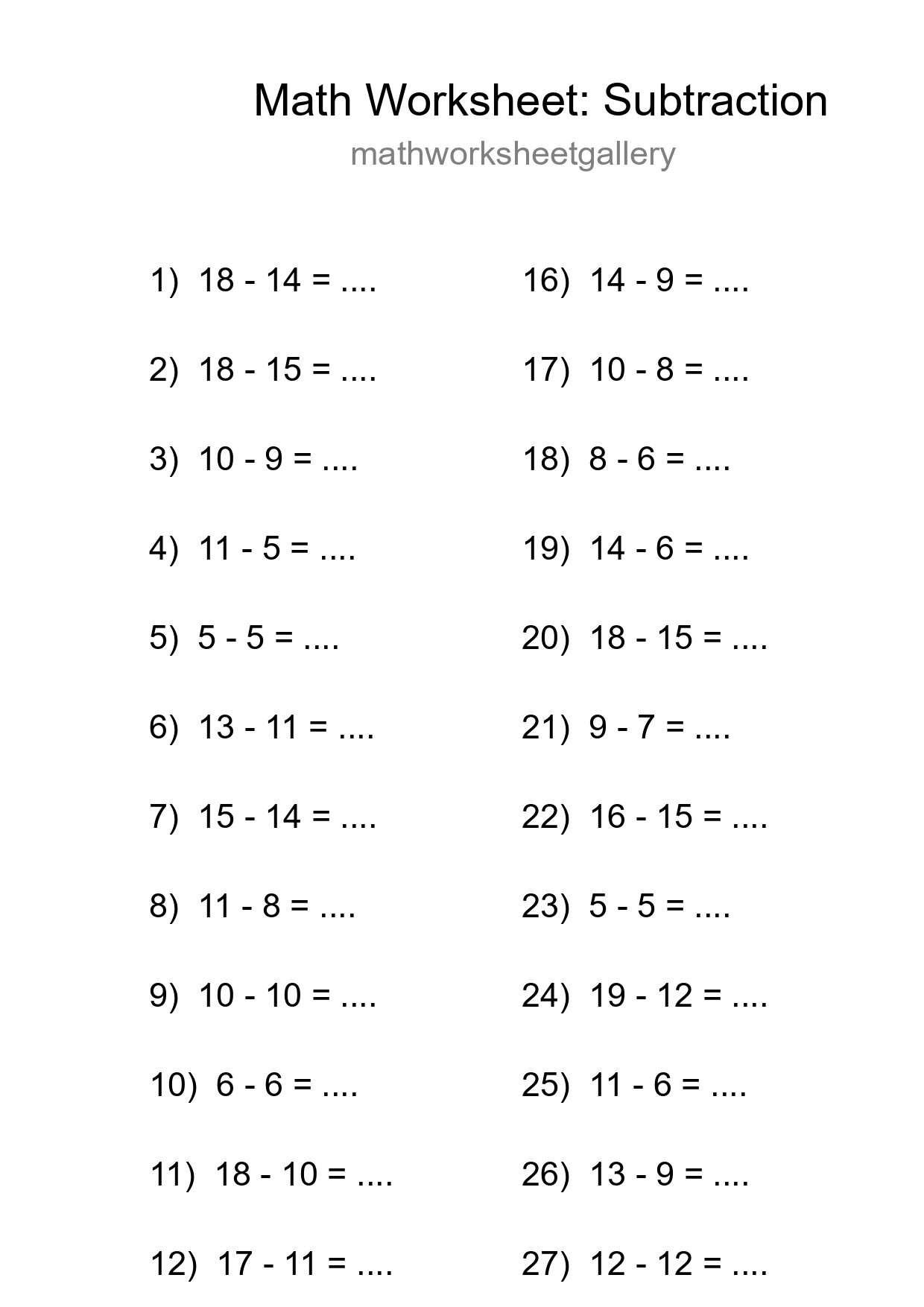 Printable Free 29 Subtraction Math Worksheet For Grade 2 - Part 68