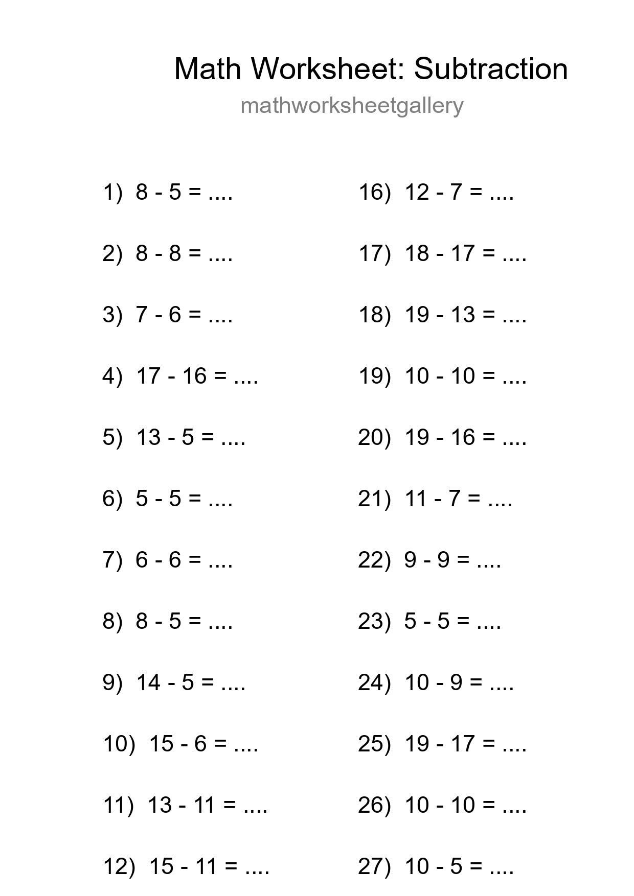 Printable Free 30 Subtraction Math Worksheet For Grade 2 - Part 228